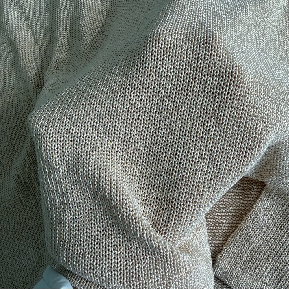 J. McLaughlin "Callum" Beige Tan Lightweight V-Neck Open Knit Sweater Classic - Picture 10 of 15